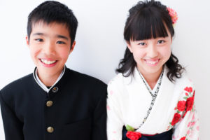 トラト君＆ユラちゃんの入学式記念写真